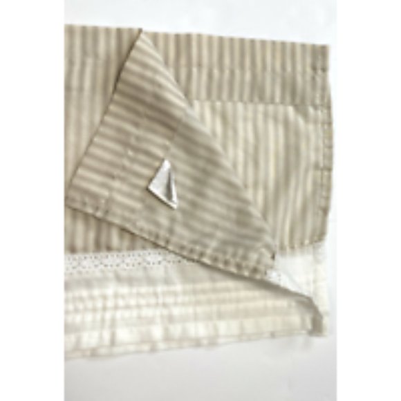 1 Ellery Home Brown Tan Ivory Valance Striped Short Curtain Lace Window Decor - Picture 5 of 6